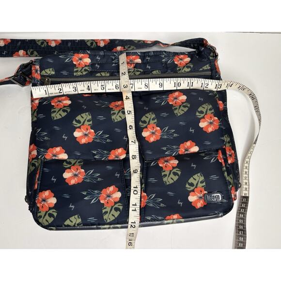 Lug Happy Camper Aloha Navy Blue/ Floral Messenger Travel Crossbody Shoulder Bag - Picture 12 of 16